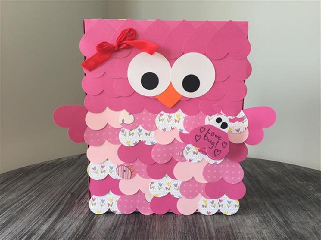 valentines box owl pink